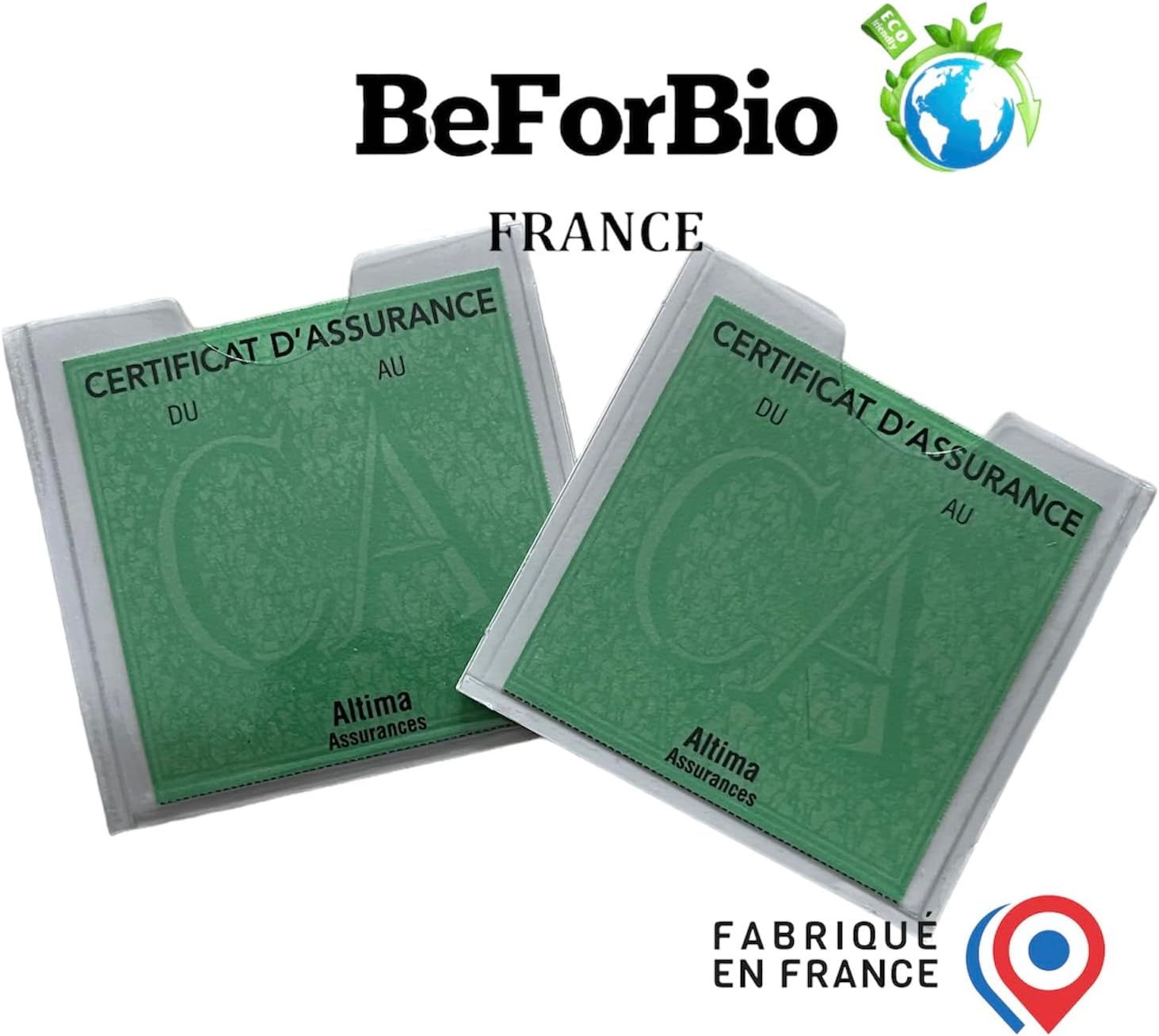 2 Pochettes Porte Vignette d'assurance autocollante Haute qualité en PVC Transparente - Fabriquées en France - Entreprise française