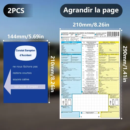 Kinoco Constat Amiable d'Accident Automobile Agréé -Lot de 2 - Valable pour Toutes Assurances en France et Europe (2)